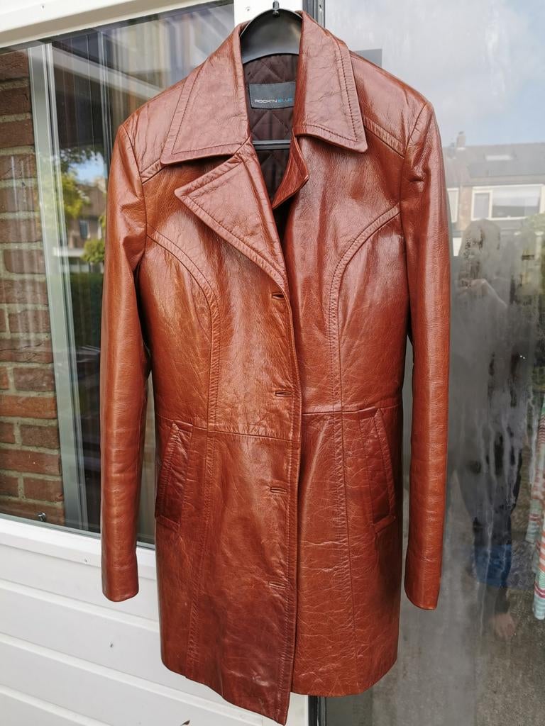 Mooie cognac leren jas maat 42, Rock'n blue, Bruin, Maat 42/44 (L), Ophalen of Verzenden
