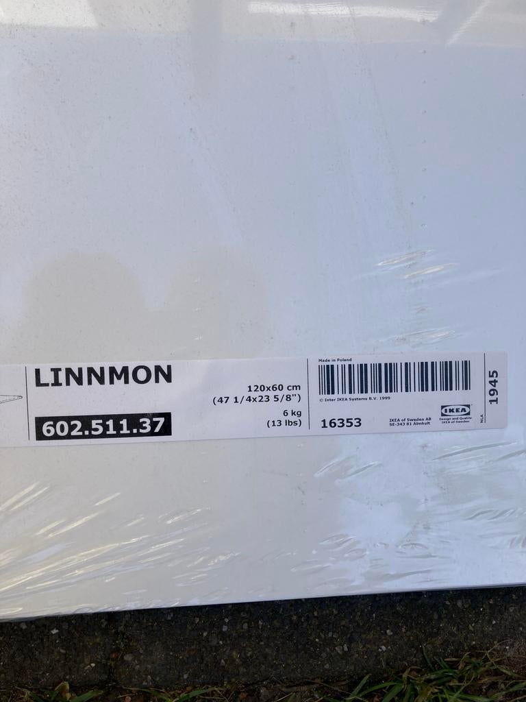 Ikea Linnmon bureaublad met poten, wit, nieuw, Spaanplaat of MDF, Nieuw, Ophalen of Verzenden, IKEA