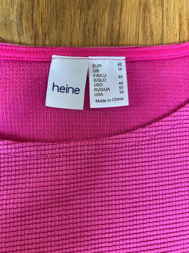 HEINE Cyclaam Kleur Shirt Maat 42 met Koordje, Verzenden, Maat 42/44 (L), Zo goed als nieuw, Korte mouw