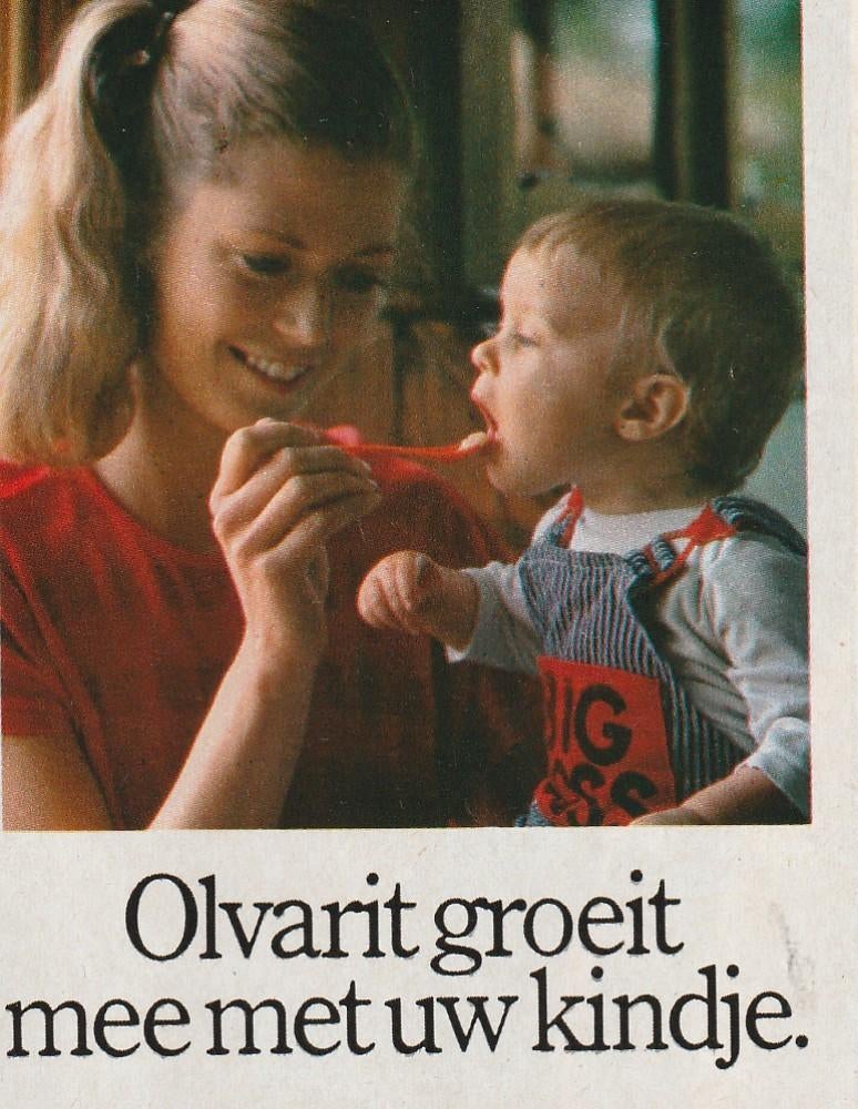 Retro reclame 1979 Nutricia Olvarit jongetje met moeder, Verzamelen, Verzenden, Overige typen