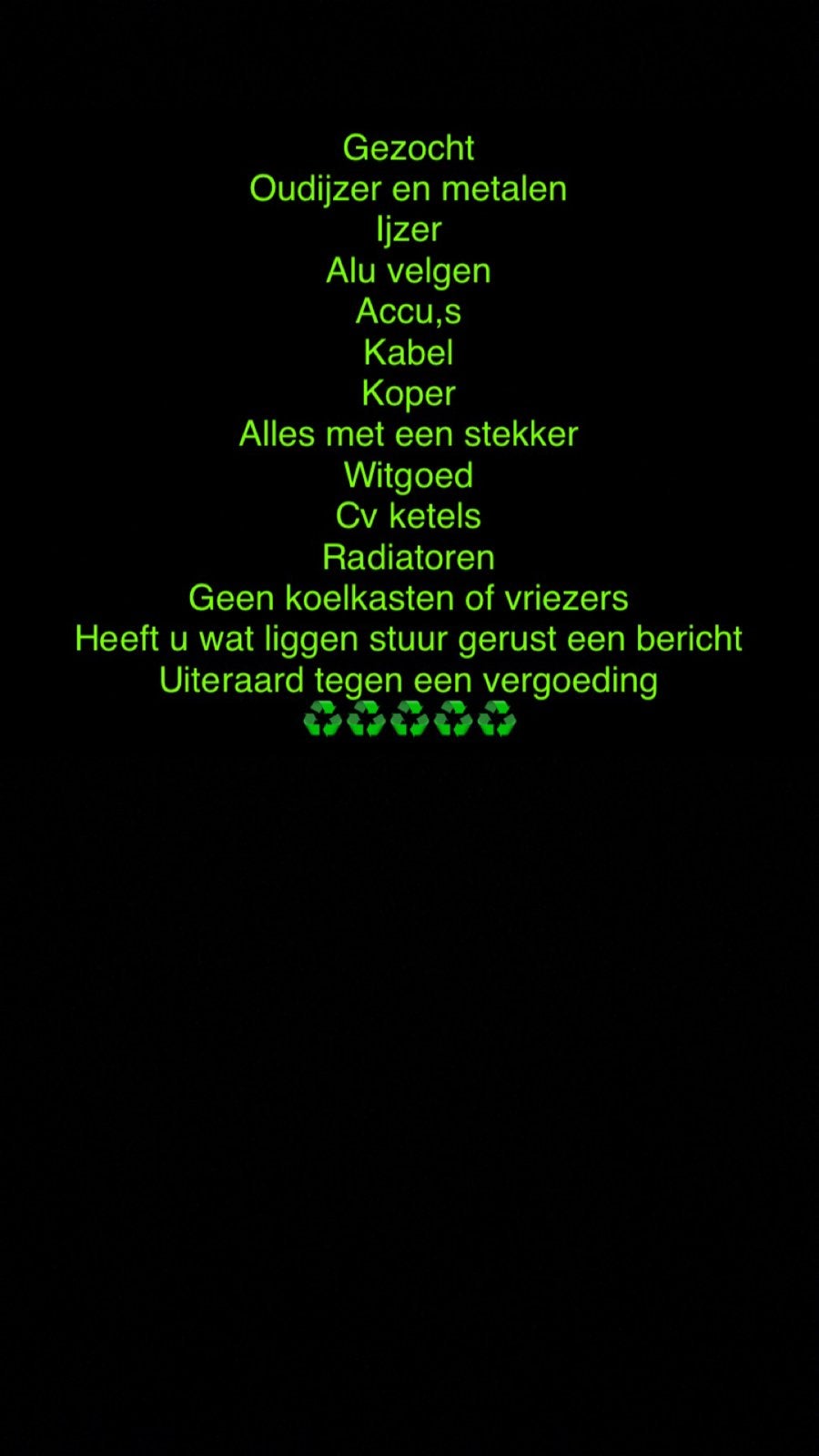 Gezocht oudijzer en metalen, Ophalen