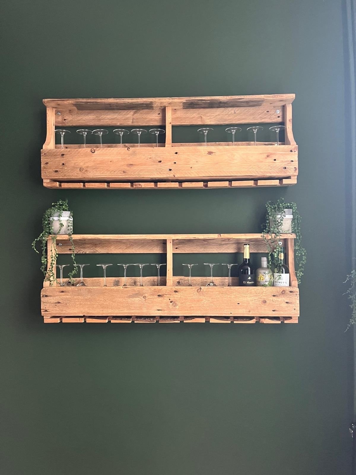 2x Houten Wijnglazen Rekken / Planken, Ophalen, Gebruikt, Hout, Minder dan 5 flessen