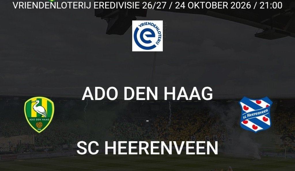 Ado den haag - Heerenveen  zuid 25 euro, Overige typen, Twee personen, Oktober