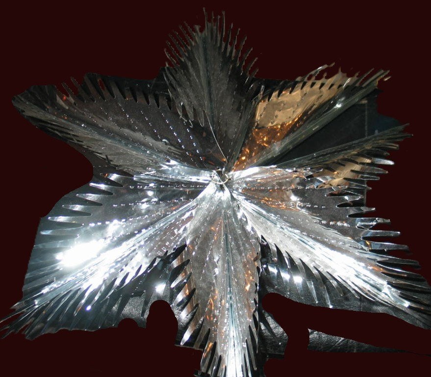 2x vintage zilveren kerstster lametta luxe glinsterende ster, Ophalen, Zo goed als nieuw