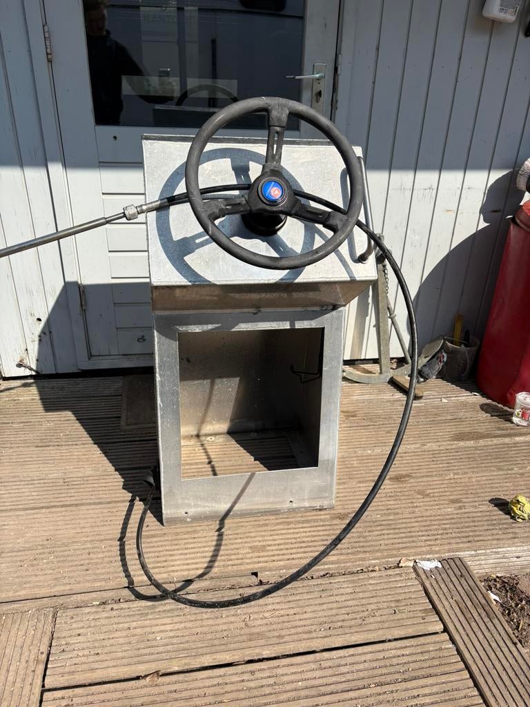 Aluminium stuur console - met stuur kabel en pot, Ophalen, -, Motorboot, -