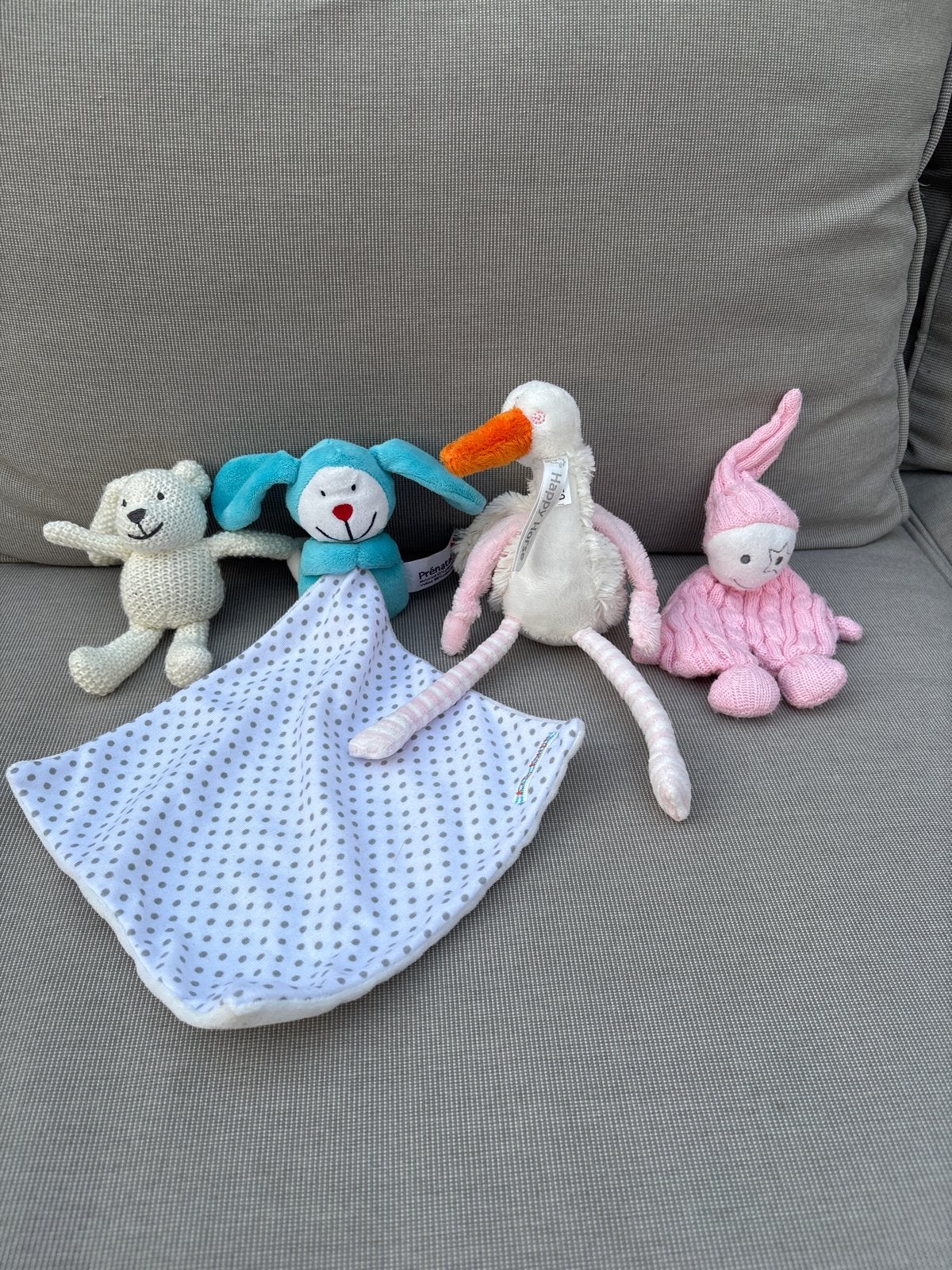 Leuke knuffels en knuffeldoekje, diverse merken, Gebruikt, Prénatal, Konijn, Ophalen of Verzenden