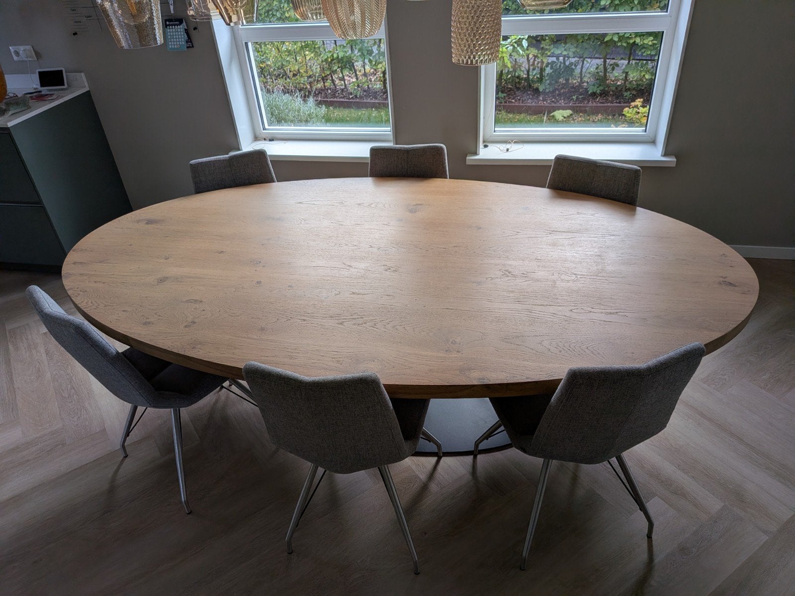 Eettafel Table du Sud ovaal eiken 240x130 + 6 XOOON stoelen, Ophalen, 100 tot 150 cm, Eikenhout, 200 cm of meer