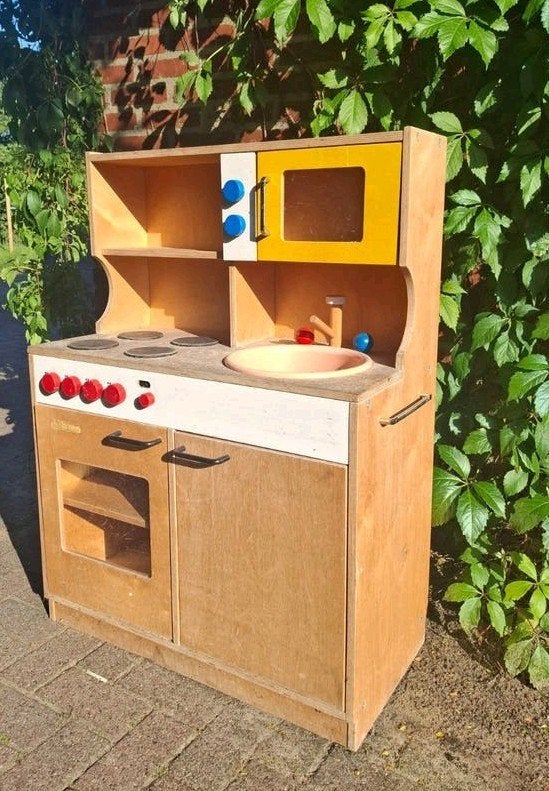 Educo Houten Speelkeuken met oven, kookplaat en wasbak, Ophalen, Gebruikt, Hout, Speelkeuken