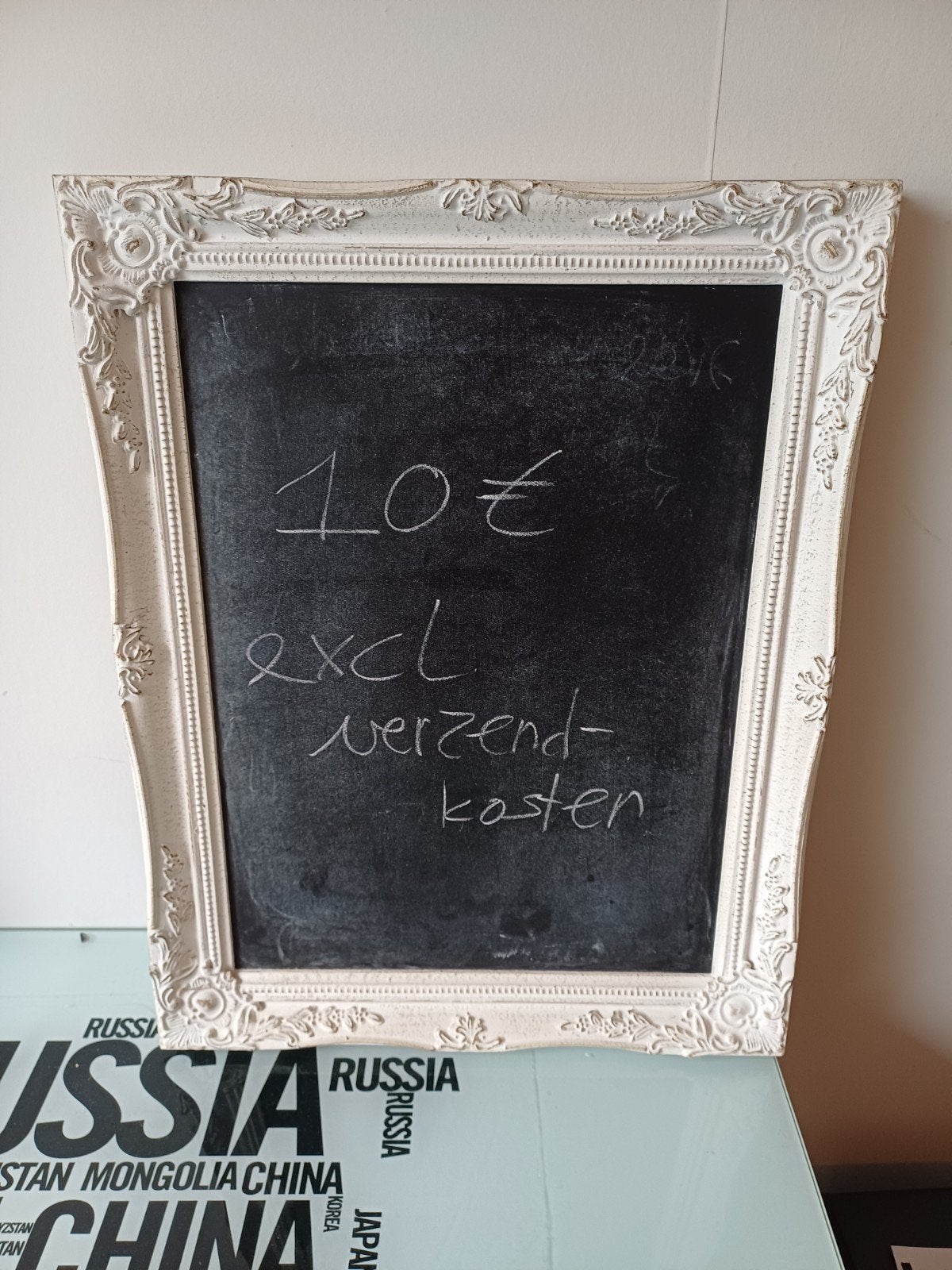 Decoratief krijtbord met barokke lijst, Gebruikt, 100 tot 150 cm, Ophalen of Verzenden, Rechthoekig