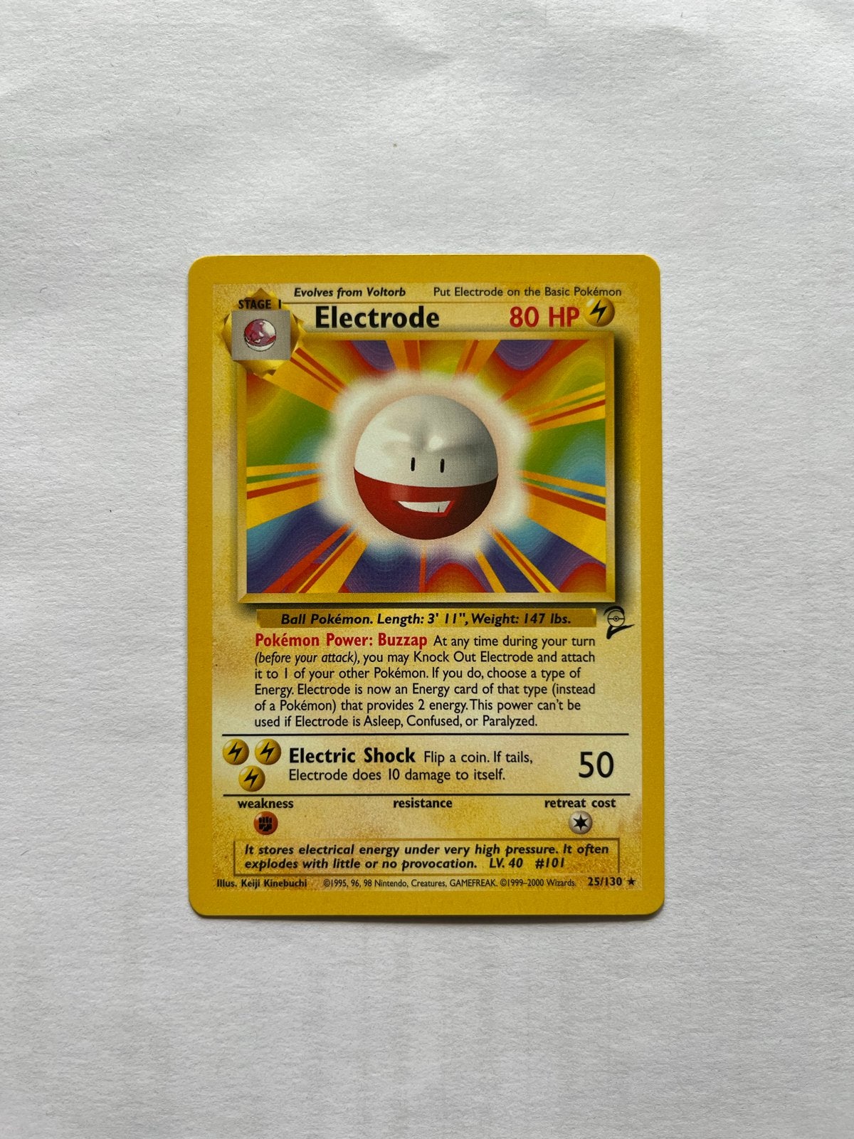 Pokémon Electrode 25/130 Base Set 2 Kaart, Ophalen of Verzenden, Zo goed als nieuw, Losse kaart