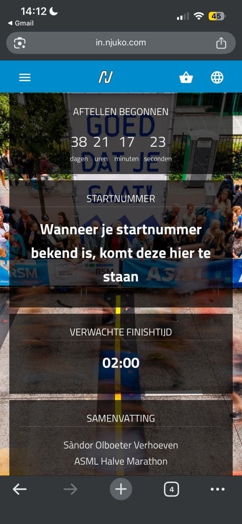 1x Startbewijs ASML Halve Marathon Eindhoven, Tickets en Kaartjes, Eén persoon, Oktober