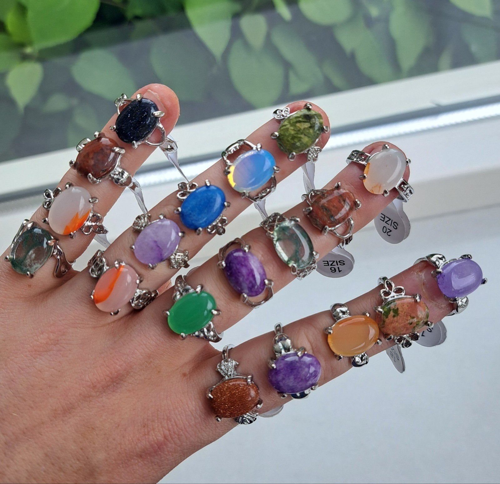 Edelstenen ringen 20 voor €25 edelsteen ring sieraden, Ophalen of Verzenden