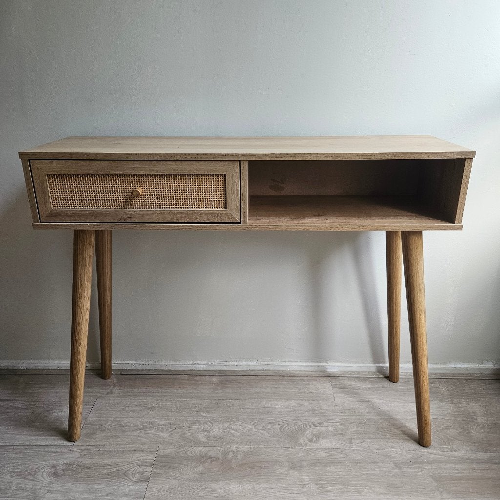 Houten sidetable / bureau, Ophalen, 100 tot 150 cm, Zo goed als nieuw, 25 tot 50 cm
