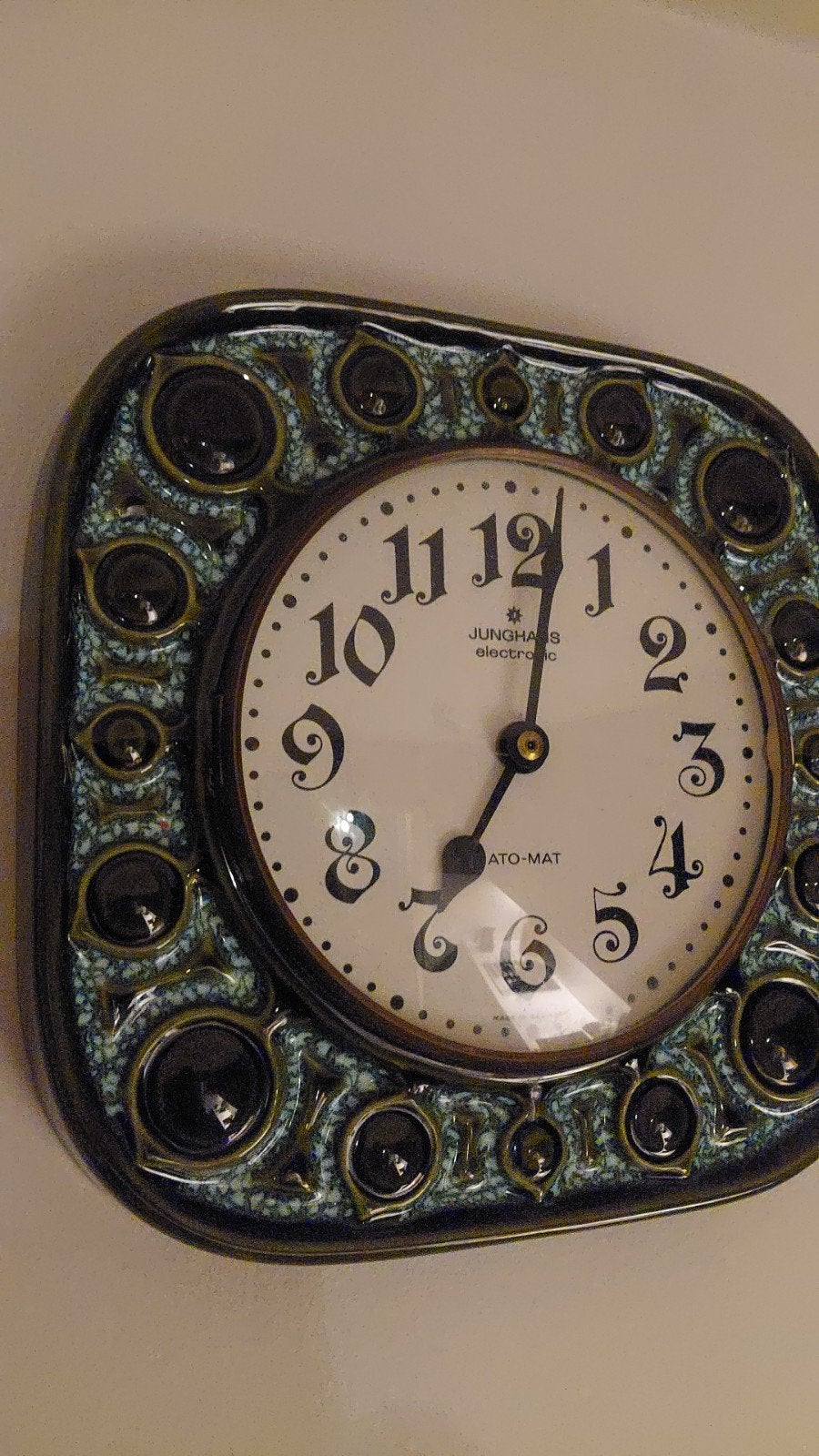 Retro Wandklok Junghans Groen Blauw - Werkt Perfect, Ophalen, Analoog, Werkt op batterijen, Retro