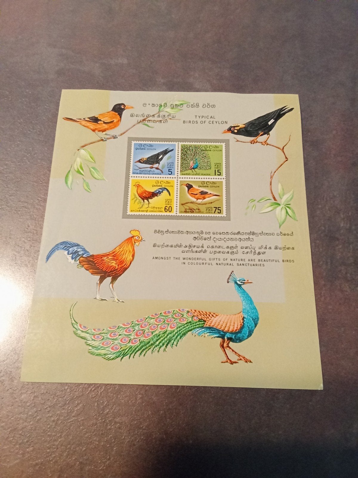 Zeldzame postzegelmap 'Typical Birds of Ceylon', Ophalen of Verzenden, Postfris, Dier of Natuur