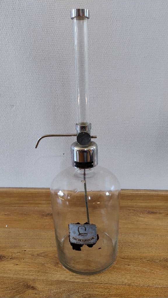 Parfum Eau de Cologne drogisterij 5 ltr bijvul fles uit 1949, Ophalen, Gebruikt, Parfumfles