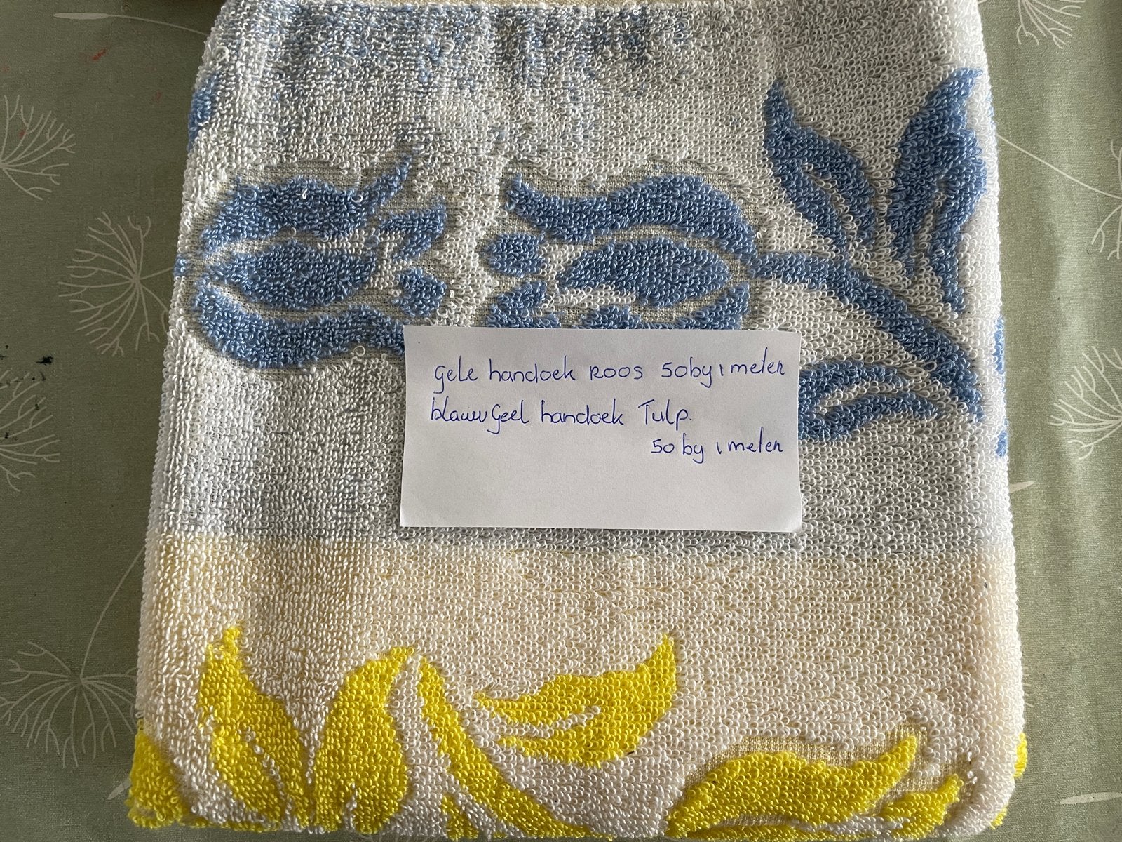 Vintage handdoeken: Gele roos en blauw/geel tulp, Huis en Inrichting, Overige merken, Nieuw, Ophalen of Verzenden, Geel