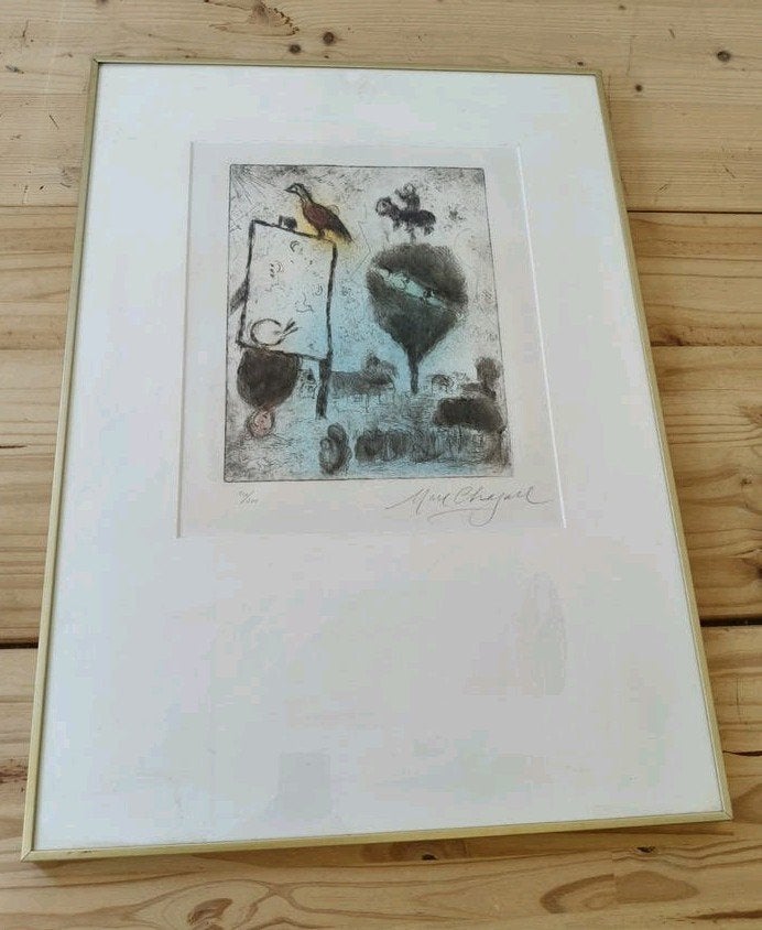 Marc Chagall - Gesigneerde en genummerde ets, Ophalen, Dagelijks leven, Origineel, 1950 - 1999