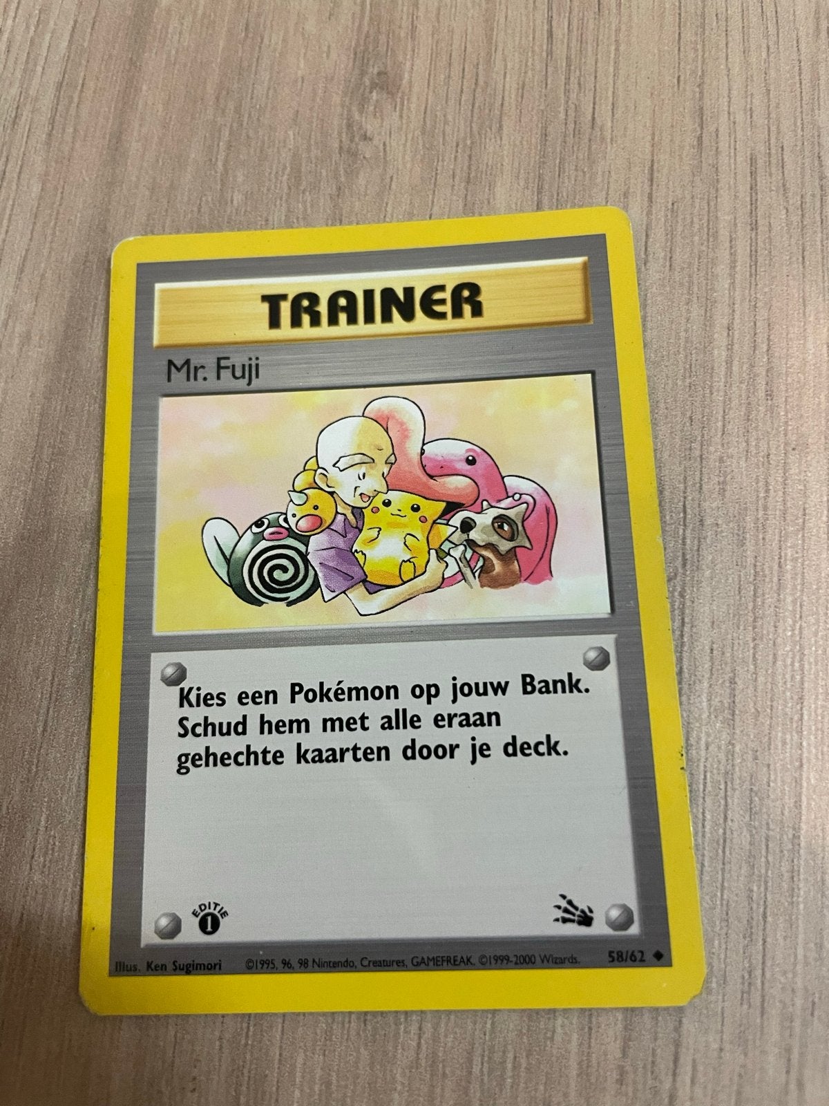 Pokémon Kaart Mr. Fuji Trainer (58/62) - 1e Editie, Ophalen of Verzenden, Gebruikt, Losse kaart