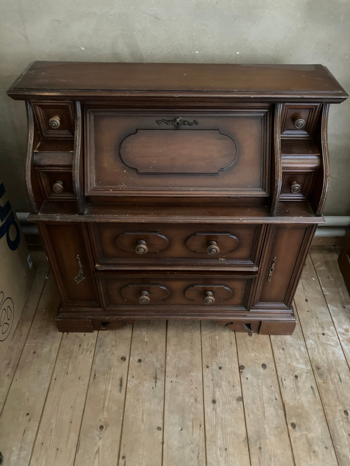 Antiek Houten Secretaire Bureau - Vintage Schrijftafel, Ophalen