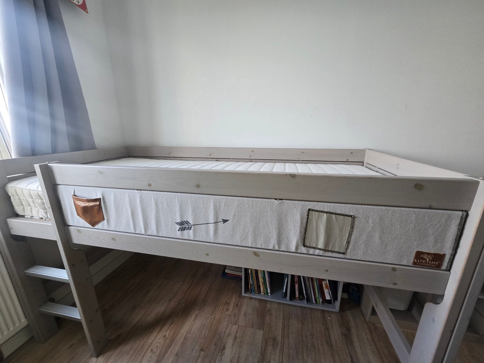 Lifetime halfhoogslaper gray wash - zo goed als nieuw, Ophalen, 85 tot 100 cm, Hoogslaper of Stapelbed, Zo goed als nieuw