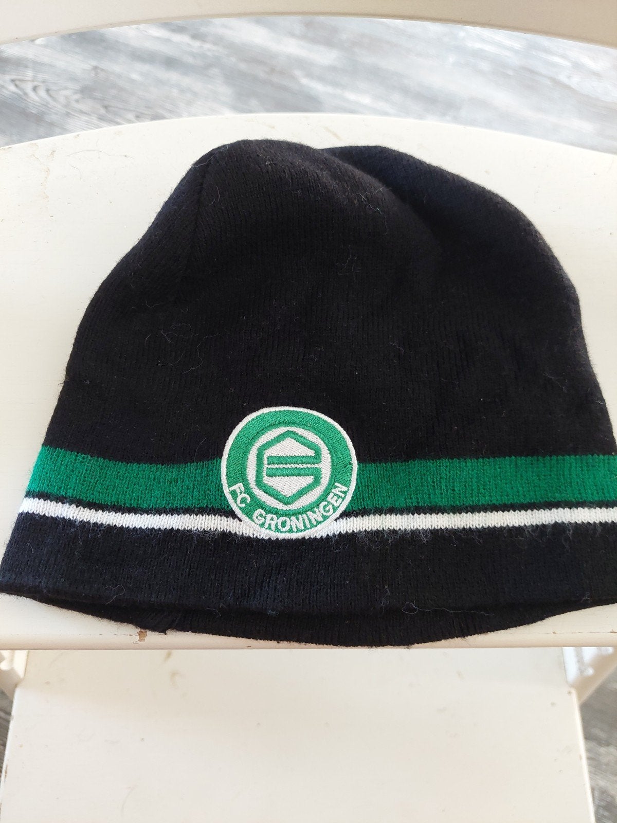 FC Groningen Muts - Zwart met Groene Streep, FC Groningen, Hoed, Zo goed als nieuw, One size fits all