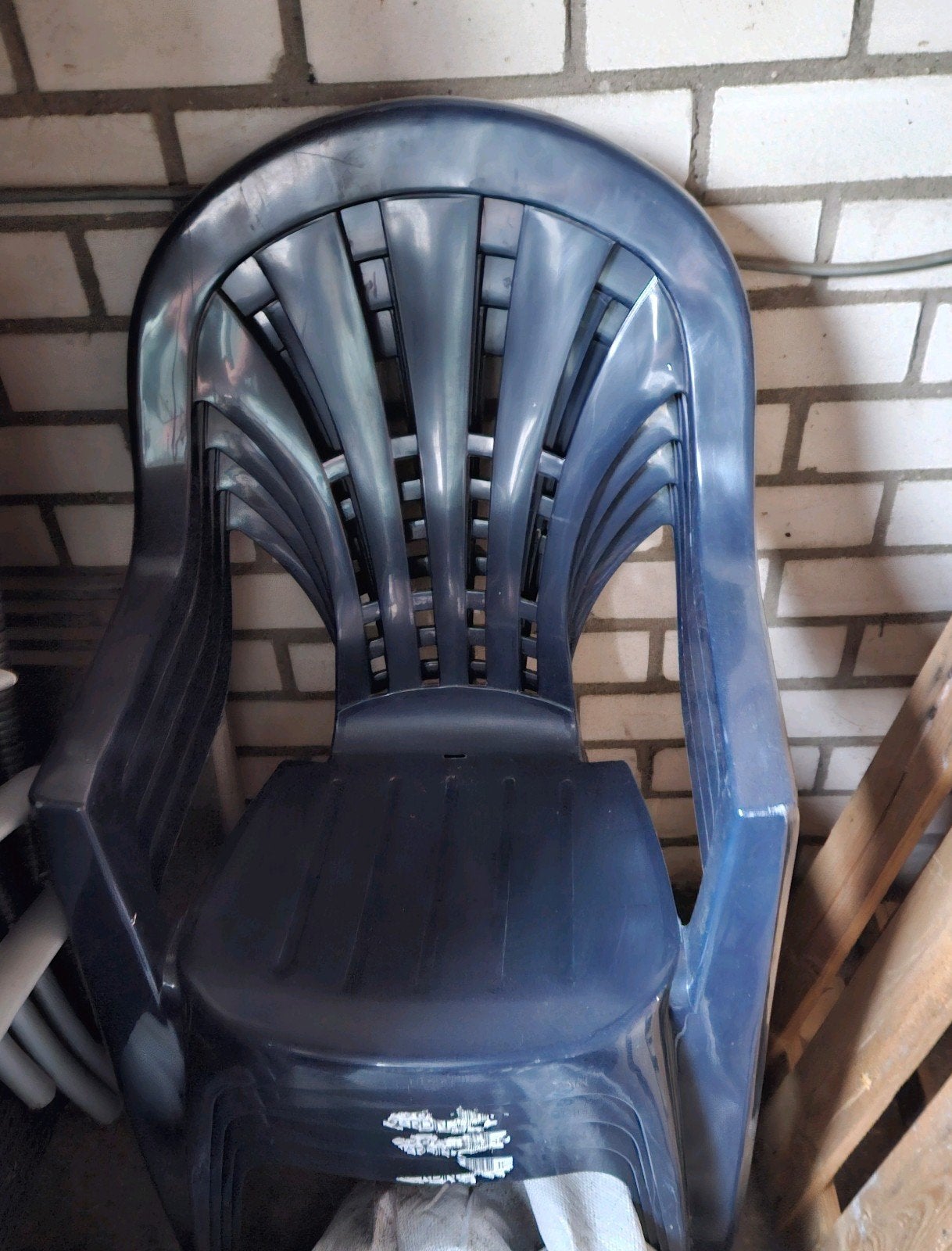 Jardin tuinstoelen stapelbaar, Huis en Inrichting, Stoelen, Kunststof, Blauw, Ophalen of Verzenden, Zo goed als nieuw
