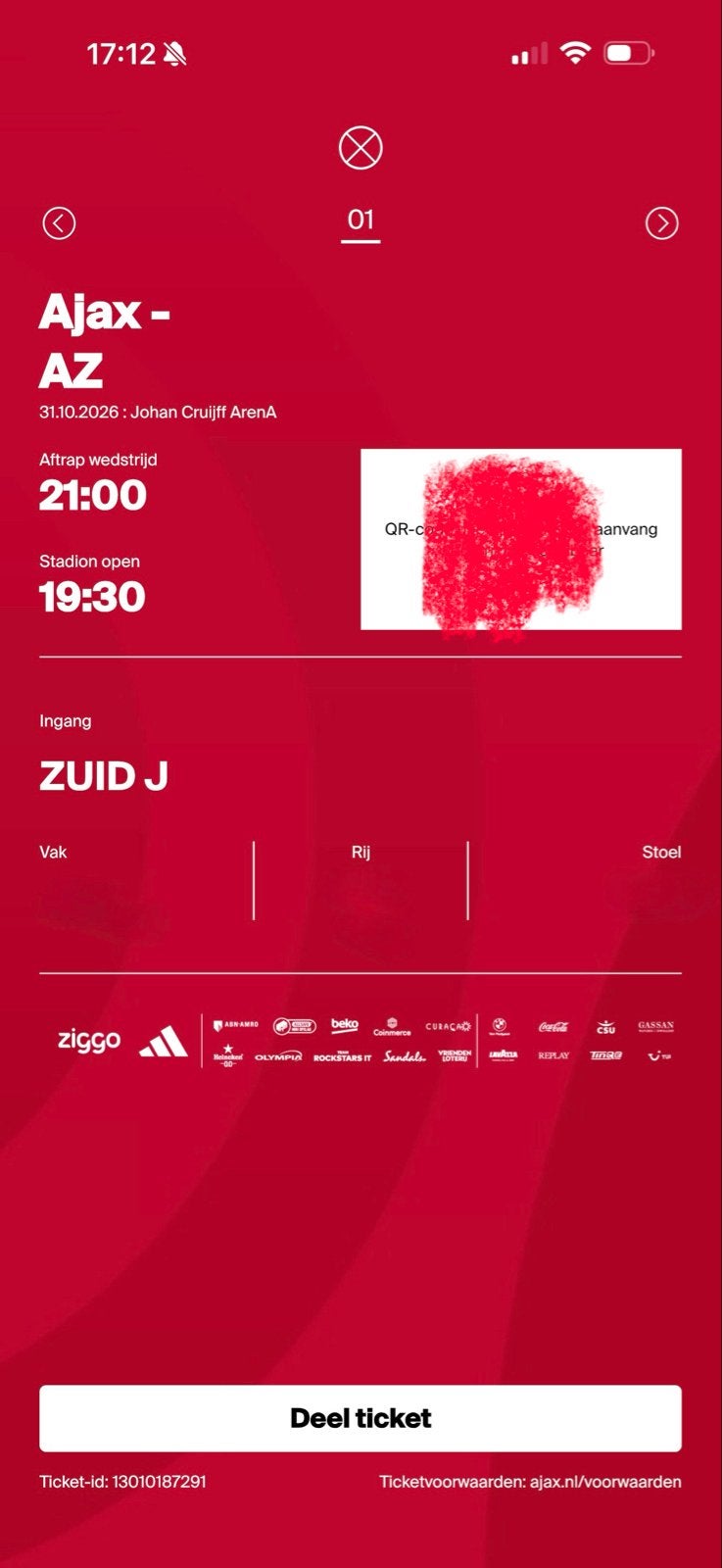 Kaart Ajax - Az - Zuid 2, Tickets en Kaartjes