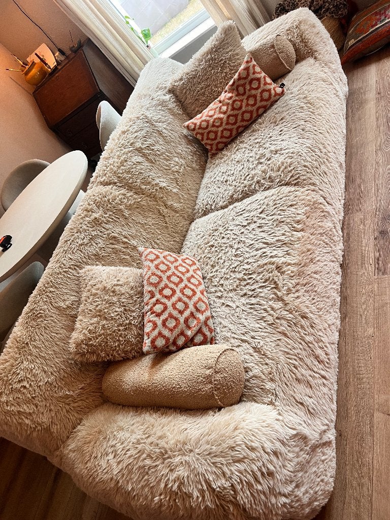 Richmond Interiors Bank Comfy Fluffy – Zand, Ophalen, Overige materialen, Gebruikt, 100 tot 125 cm