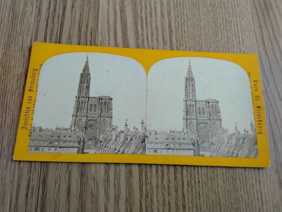 Antieke kaart, Strassbourg, zie de foto's, Verzamelen, Ophalen of Verzenden, Voor 1940, Gebruikt