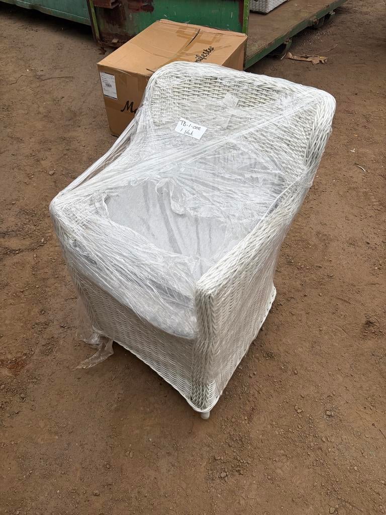 Witte Wicker Tuinstoel met Kussens, Ophalen, Gebruikt, Wicker