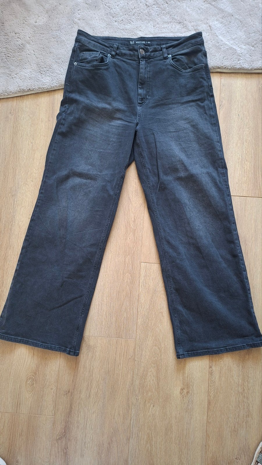 M&S Mode Wide Leg Jeans Maat 46 Zwart, Zwart, Overige jeansmaten, Ophalen of Verzenden, Zo goed als nieuw