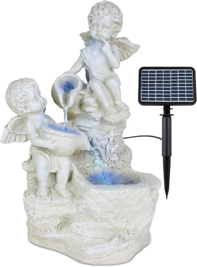 Solar Waterornament Engel - Tuin Fontein met LED Verlichting, Ophalen of Verzenden, Nieuw, Overige materialen, Waterornament