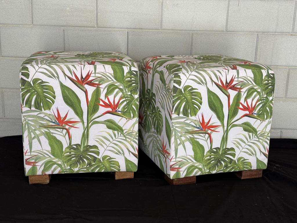 Hocker-poef Bohemian print 40x40cm 2 stuks, Ophalen, Minder dan 50 cm, Vierkant, Bohemian