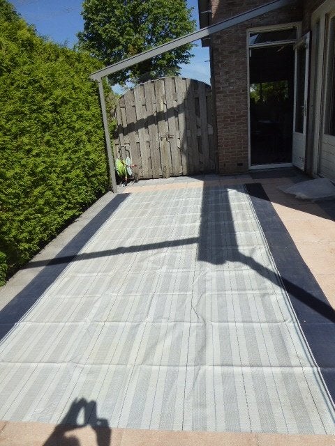 Tenttapijt 450 x 250 cm grijs geweven (Bolon), Caravans en Kamperen, Ophalen of Verzenden, Gebruikt