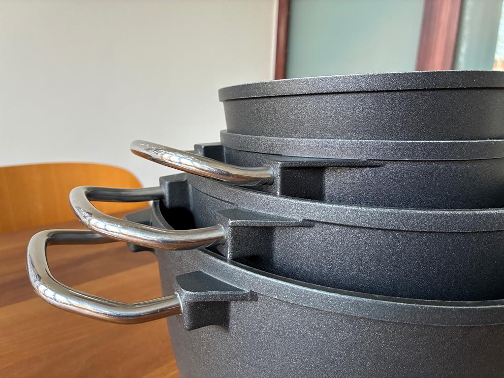 Fissler pannen set keramisch zwart, Overige materialen, Gebruikt, Pannenset, Ophalen of Verzenden