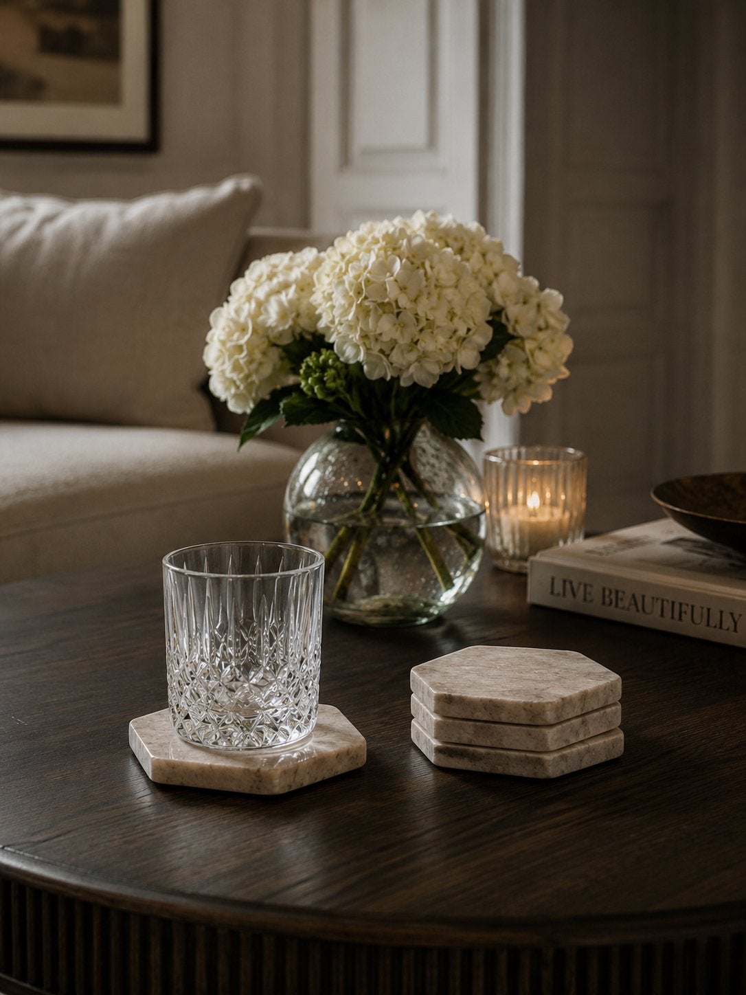 Luxe Marmeren onderzetters zeshoek - set van 4, Ophalen of Verzenden, Nieuw