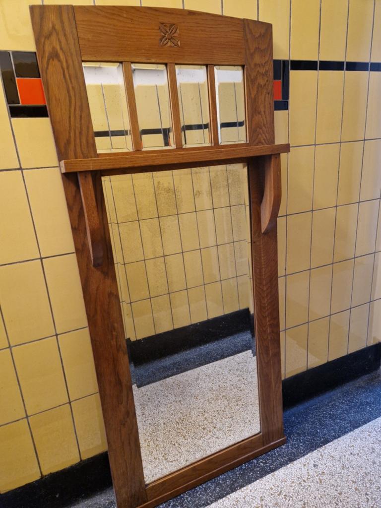 Prachtige houten Art Deco spiegel Amsterdamse school, Antiek en Kunst, Antiek | Spiegels, Ophalen, Rechthoekig