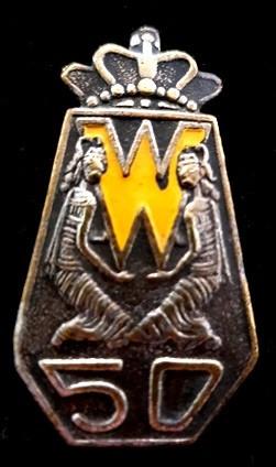 Wilhelmina 50 jaar koningin broche- geel emaille, Verzenden, Nieuw, Stad of Land, Speldje of Pin