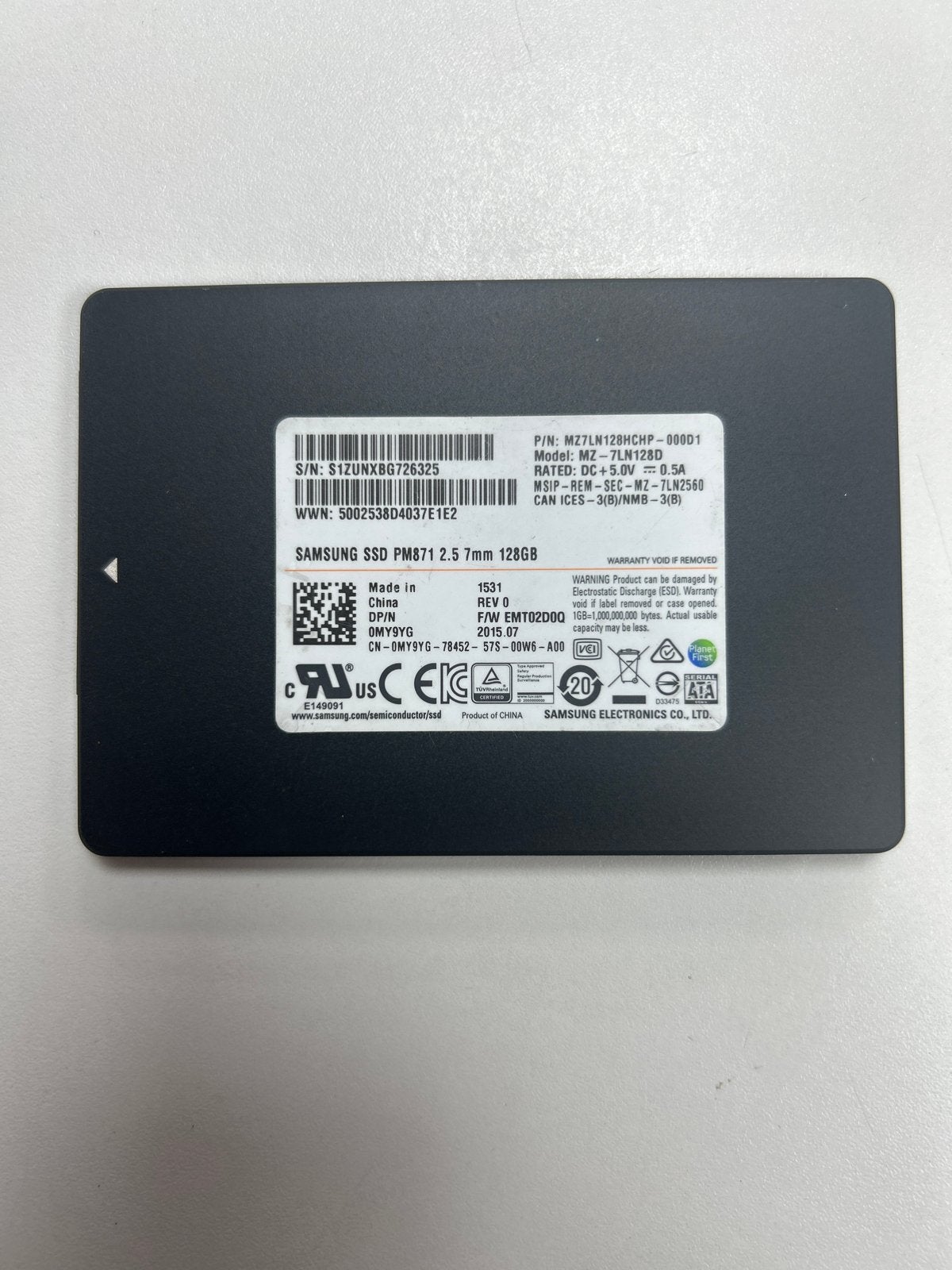 Samsung SSD PM871 2.5" 128GB - Interne SSD, Computers en Software, Harde schijven, Intern, Gebruikt, Server, Ophalen of Verzenden
