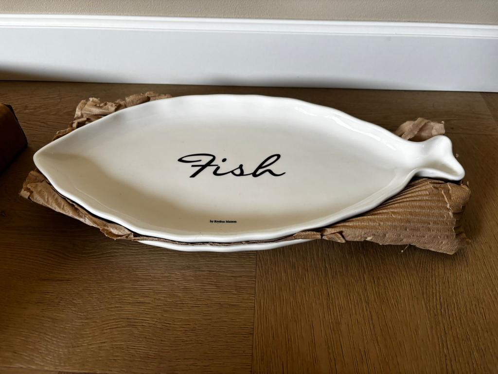Nieuwe Riviera Maison Fish Borden L - Caterers Fish Serie (6, Ophalen of Verzenden, Nieuw, Keramiek, Bord(en)