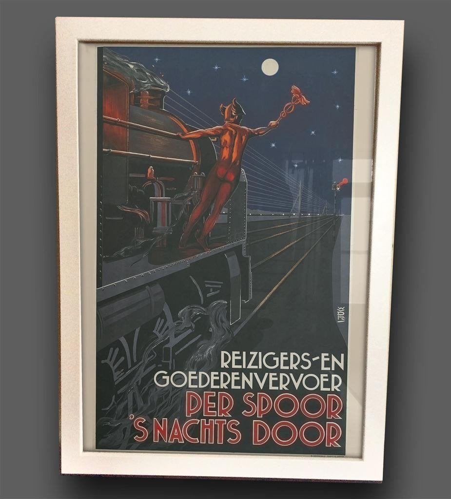 Spoorwegen Per Spoor Art Deco Poster in Lijst, Verzenden