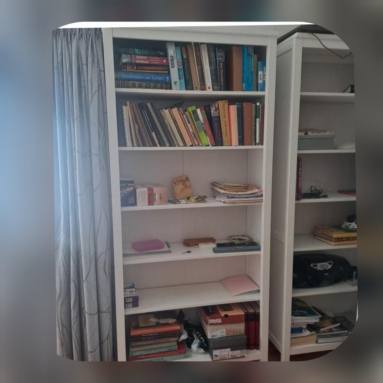 Witte ikea Boekenkast met Verstelbare Planken, Met plank(en), Gebruikt, 200 cm of meer, Modern