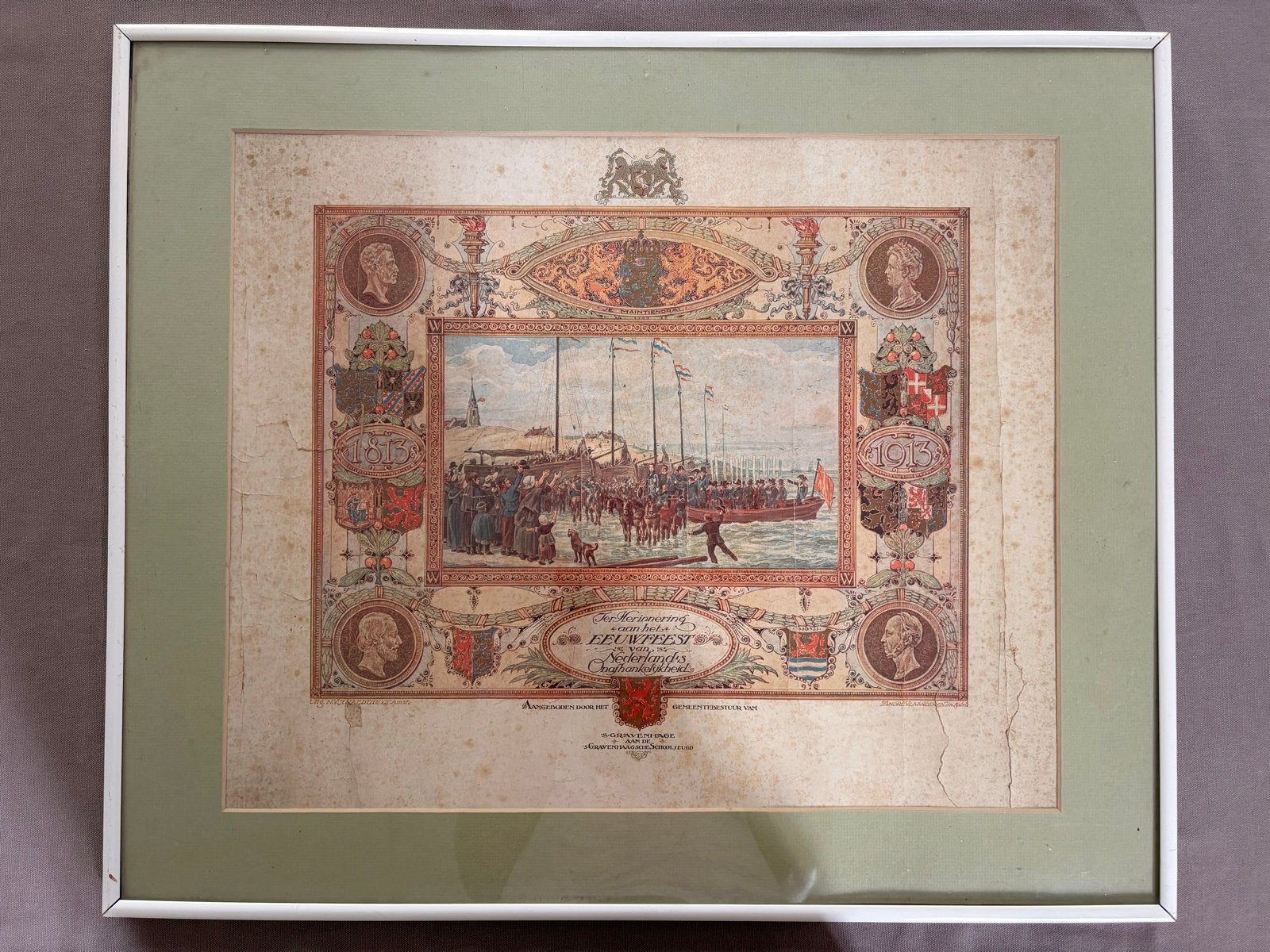 Herinneringsprent 1913: Eeuwfeest Nederlandse Onafhankelijkh, Antiek en Kunst, Ophalen of Verzenden, Geschiedenis
