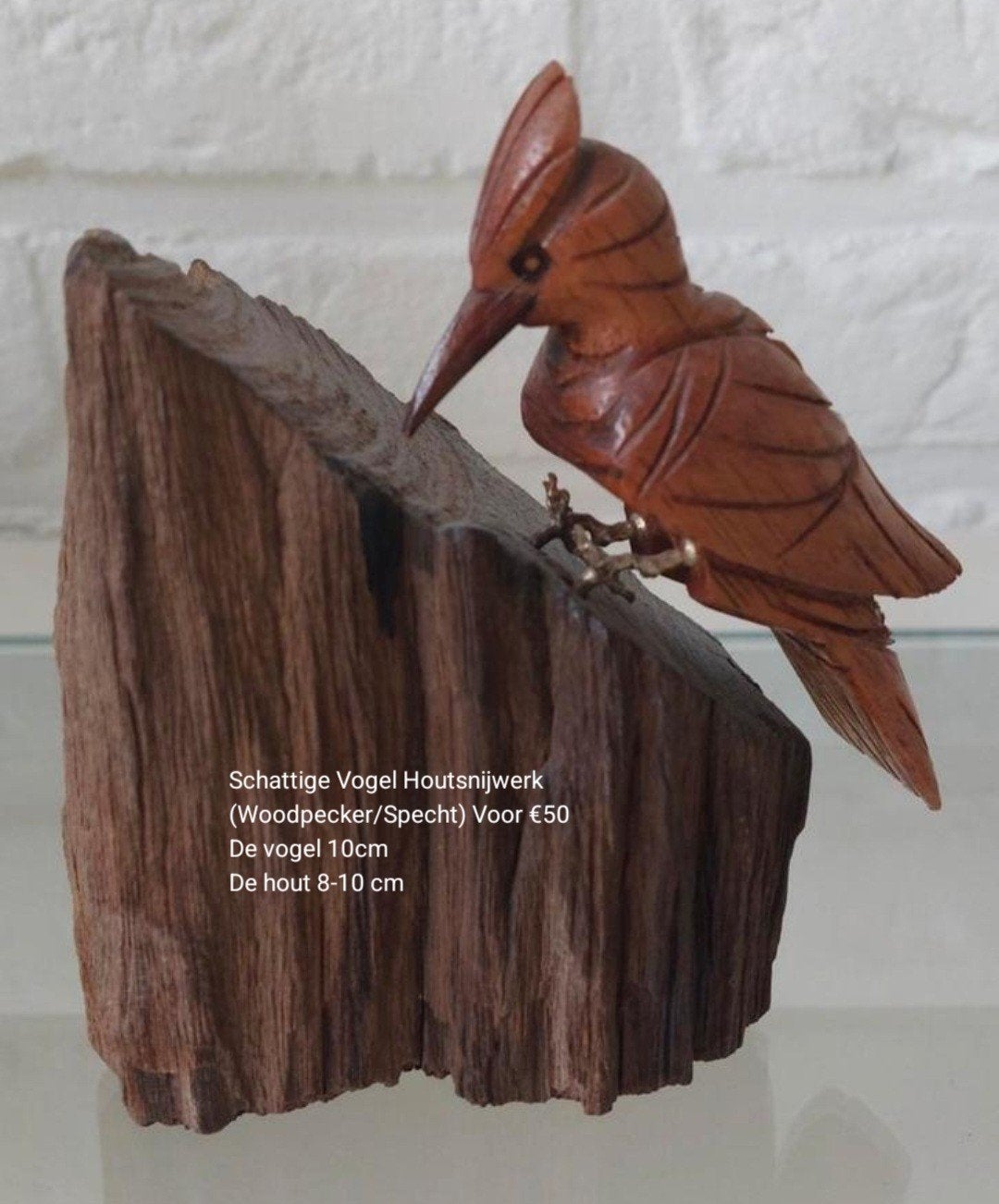 Schattige Vogel Houtsnijwerk (Woodpecker/Specht) Voor €45, Antiek en Kunst, Ophalen of Verzenden, Hout, Houtsnijwerk