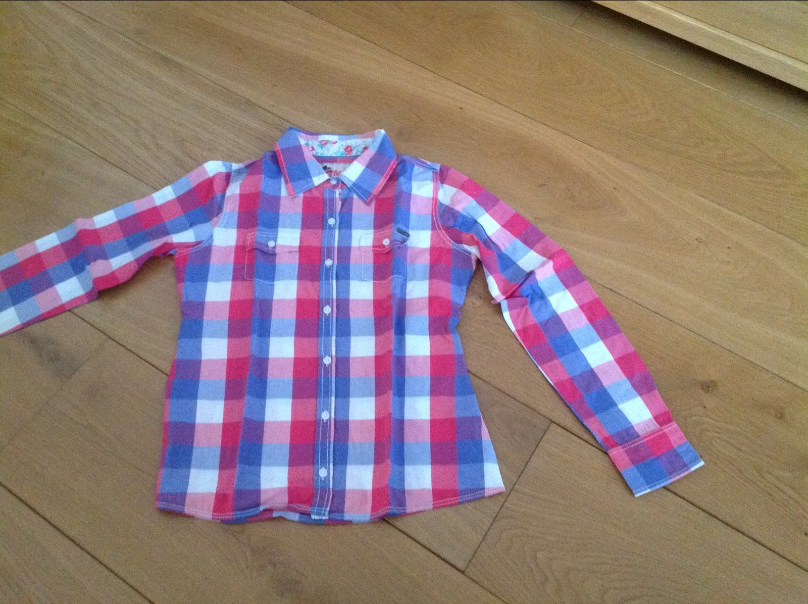 Geruite Blouse Rood Blauw Wit Maat L BIEN BLEU, Ophalen of Verzenden, Gedragen, Maat 42/44 (L), Rood