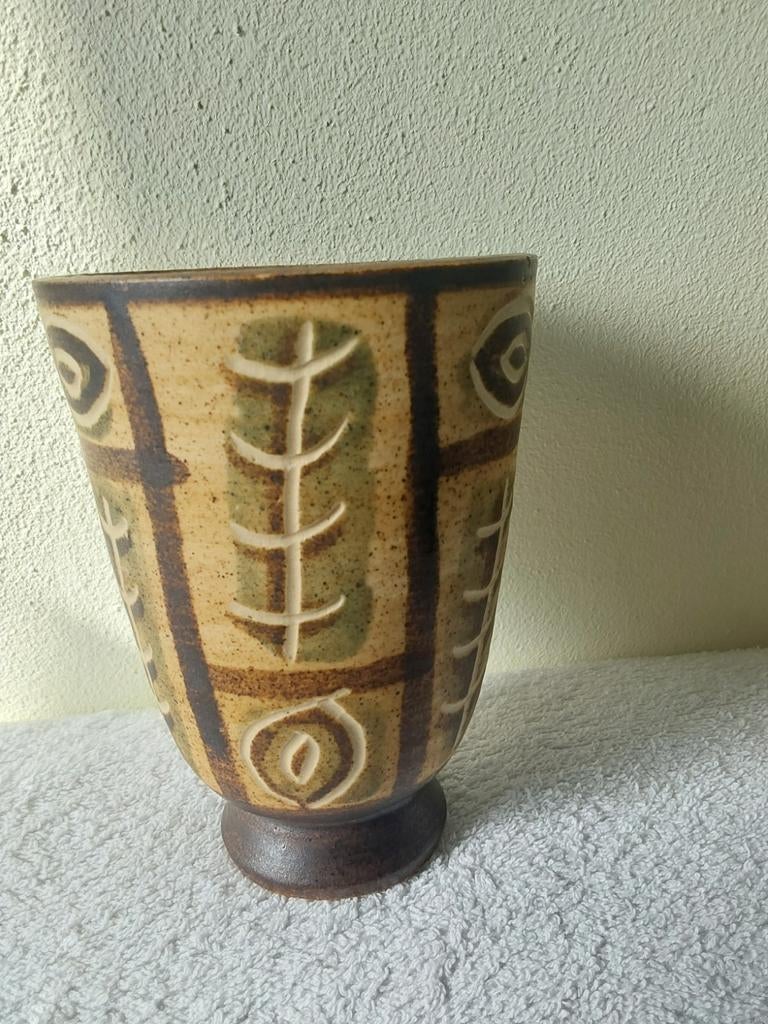 JAN VAN STOLK STUDIO JAREN VAAS SGRAFFITO PICASSO STIJL GOUT, Antiek en Kunst, Ophalen of Verzenden