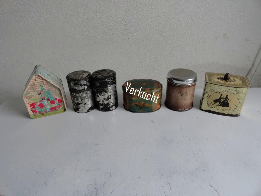 Trommeltjes, trommels bussen, antiek thee, kruiden, Verzamelen, Blikken, Ophalen of Verzenden, Gebruikt, Thee
