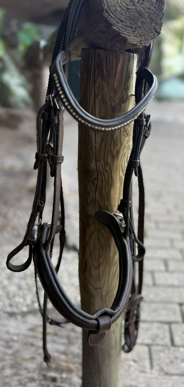 Hoofdstel Cob bruin Fouganza met grip teugels, Ophalen of Verzenden, Gebruikt