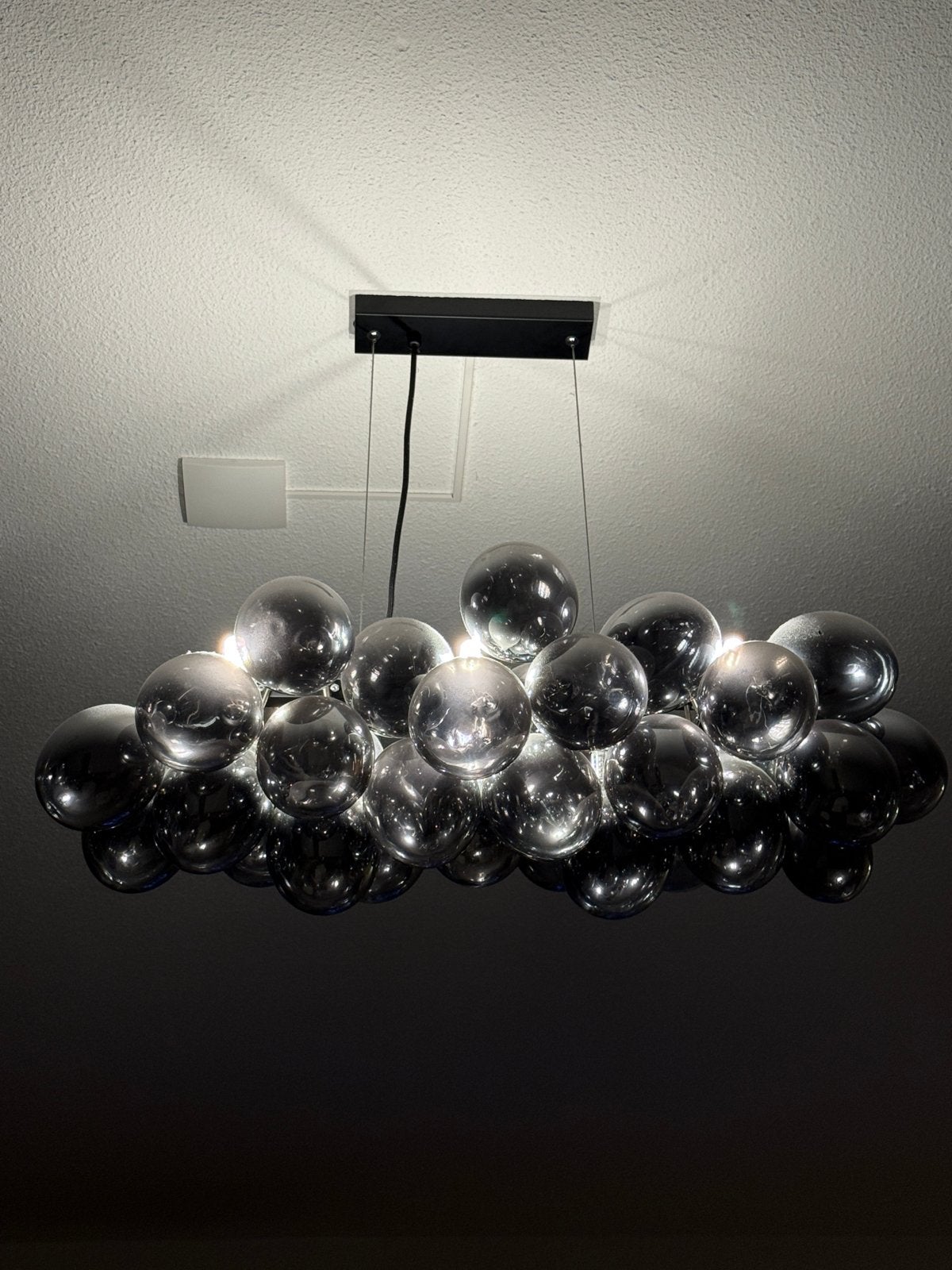 Hanglamp zwart met smoke glas, Ophalen, Zo goed als nieuw, Glas, Overige fittingen